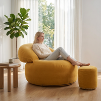 Komprimierter Sitzsack-Sofa-Ottoman-Loungesessel für Wohnzimmer – Sessel-Sets mit Schwammfüllung, bequem für entspanntes Lesen, modern für Apartments und Hotels