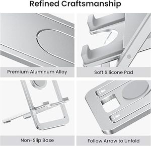 Phone <b>Stand</b> for Desk Foldable Desktop Holder Adjustable Phone Mount Portable Tabletop Nightstand <b>Recording</b> Holder for cellphone - Product Image 2