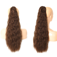AliLeader Queue de Cheval Synthétique Bouffante Noire Longue Ondulée 24 Pouces 150g, Fausses Coiffures Corn Wave avec Pince à Griffes pour Femmes