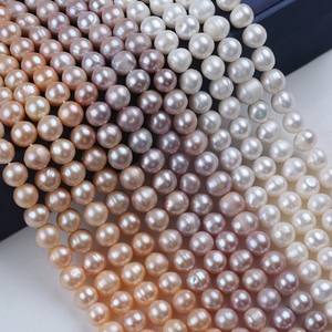 Promotion Perles d'eau douce naturelles 10-11mm, Perles semi-finies pour collier à perles, Perles roses, Perles blanches poudre, Perles violettes, Perles faites à la main, DIY - Product Image 1