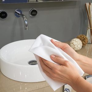 Asciugamani Bianchi Monouso a V 20,5x21 Cm, Doppio Strato in Carta Riciclata, Morbidi e Assorbenti per Negozi - Product Image 6