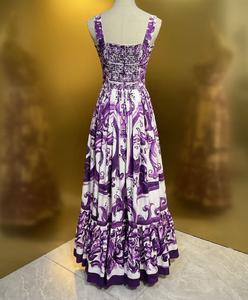 Vestido Largo de Noche XXL, Primavera 2026, para Fiestas y Ocasiones Especiales, con Tirantes Espagueti, Estampado Floral Morado, Sin Mangas, Maxi Vestido Largo - Product Image 3