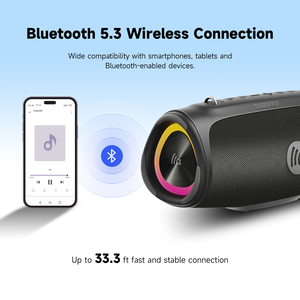 Enceinte Bluetooth d'extérieur 60W, étanche IPX7, sans fil, avec mode diffusion, prise en charge AUX, lecture de clé USB, Boombox - Product Image 2