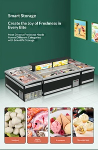 Congélateur horizontal commercial pour supermarché, îlot de présentation, 1000L, <span class=keywords><strong>gris</strong></span> foncé/noir, pour crème glacée et fruits de mer, double usage - Product Image 6