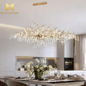 Lampadario LED Post-Moderno Creativo a Rami Lunghi in Rame Dorato, Lussuoso Lampadario Artistico Francese - Product Image 2