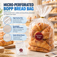 Sacs à pain micro-perforés en BOPP avec impression gravure personnalisée, directement de l'usine, pour l'emballage de boulangerie et la vente au détail