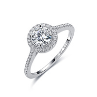 Bague en Moissanite en Argent Sterling 925, Ronde 5mm 6.5mm 8mm, Couleur D VVS1, Halo Pavé, 3 Couleurs, Bijoux pour Femme