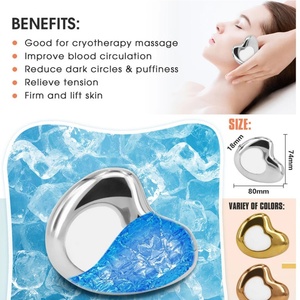 Custom Logo Heart Shape Cryo <b>Massager</b> Ice Roller Metal Ice Globes Skin Care Face <b>Tool</b> Stainless Steel Gua Sha - Product Image 3