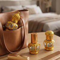 Flacon de parfum miniature 3 ml en verre avec bouchon à vis doré et applicateur à bille pour huile d'attar rechargeable, échantillon de luxe arabe gratuit – Vente chaude