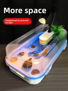 Moderno Acquario Compatto per Allevamento <span class=keywords><strong>Tartarughe</strong></span> con Piattaforma Prendisole, Facile Cambio <span class=keywords><strong>Acqua</strong></span>, Prevenzione Fuga, Separazione Rifiuti - Product Image 5