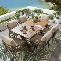 Ensemble de salle à manger haut de gamme en aluminium et rotin, style nordique, mobile, pour jardin, cour et balcon extérieur