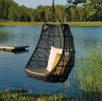 Fauteuil suspendu en osier de haute qualité pour l'extérieur, chaise œuf, hamac de patio, balançoire avec cadre en acier et coussin imperméable pour