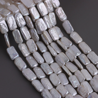 Perles d'eau douce cultivées blanches en vrac, formes baroques de pomme de terre, 9-10x16-17mm, véritables perles pour la fabrication de bijoux, vente en gros