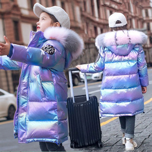 Piumino per bambini e giacca di cotone da bambina stile medio-lungo medio-grande per bambini elegante e lucido cappotto invernale - Product Image 6
