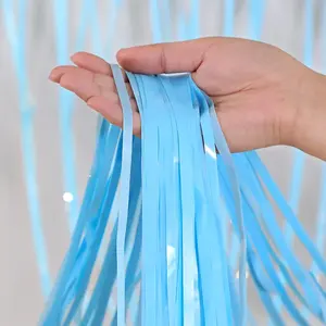 Yeni yağmur ipek perde doğum günü partisi atmosfer dekorasyon arka plan duvar balo dekorasyon yağmur rengi - Product Image 5