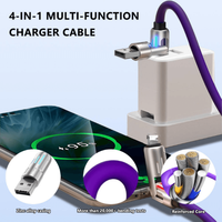 Cables de Silicona USB Tipo C de 1M 2M, Cable Cargador 4 en 1 de 240W con Indicador de Luz LED Intermitente para Teléfono