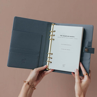 Carpeta Portafolio de Negocios Personalizada en Cuero Azul Marino, Tamaños B5, A4, A5, A6, Organizador, Libreta, Planificador, Carpeta de Archivos con Anillas Doradas