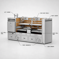Grill argentin Santa Maria Combi en acier inoxydable pour hôtels et restaurants