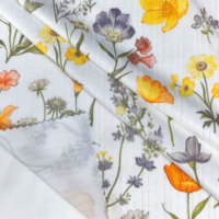 Tissu Jacquard côtelé 96,5 % polyester, couleurs vives, imprimé floral, pour pyjama enfant et textile de maison (fabrication usine)