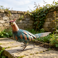 Sculpture de faisan en métal accrocheuse, statue de jardin, art métallique d'extérieur pour la décoration de patio et de pelouse