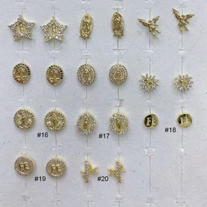 EC1812-<span class=keywords><strong>Mini</strong></span> <span class=keywords><strong>pendientes</strong></span> de oro de 18k con zirconia cúbica, joyería fina con incrustaciones de Diamante, para Madre María, Virgen de Guadalupe, san Benito - Product Image 4