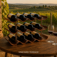 Porte-bouteilles à vin en bois courbé, noyer et bambou, à trois niveaux, ondulé, écologique, décoration artistique, présentoir de table, style nordique, pour cuisine et bar vert