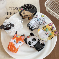 Pinces à cheveux personnalisées en PVC, série animaux mignons, motifs mouton, renard, chat, panda, hérisson