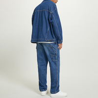 Veste en jean surdimensionnée pour homme, style vintage, délavé foncé, coupe classique et décontractée
