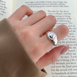 Geometric Smooth <b>Open</b> <b>Ring</b> S925 Sterling Silver Irregular Striped Women's Stackable Index Finger Fashion Jewelry Gift - Product Image 3