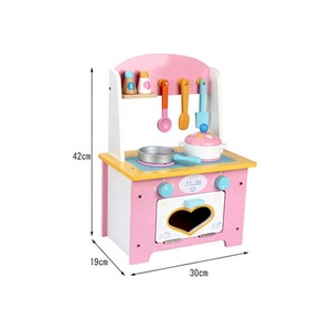 Juego de Juguetes de Cocina de Madera 2 en 1 para Niñas, Color Rosa, con Accesorios de Cocina de Juguete - Product Image 3