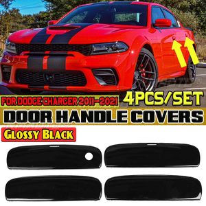 Coques de poignées de porte de voiture aspect noir brillant/fibre de carbone pour Dodge Charger 2011-2021, garnitures de poignées de porte extérieures - Product Image 1