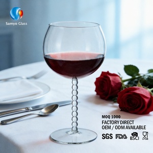 Copas de Vino de Vidrio Borosilicato de Alta Calidad Samyo de 480 ml, Copas de Ginebra y Tónica con Tallo Decorado con Cuentas - Product Image 1