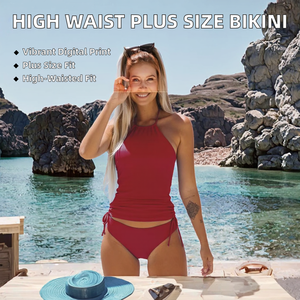 Direct Supply High Waist Solid Conjoined Gathered <b>Bikini</b> <b>Set</b> Large <b>Size</b> Favorable Waist 2 Piece <b>Set</b> - Product Image 2