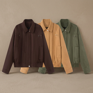 TAOP&ZA 2025 Spring Summer Autumn Solid Retro High-end Breathable Eco-Friendly Lapel Zipper Closure Long-sleeved <b>Short</b> <b>Jacket</b> - Product Image 2