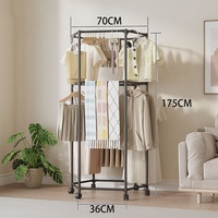 Porte-vêtements hexagonal multifonctionnel en métal, sur pied, pour chambre à coucher, épaissi, double, facile à utiliser