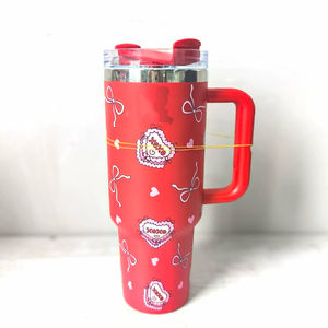 Cartone animato 40oz Stan inverno tazze d'acqua regalo di san valentino in acciaio inossidabile tazza di paglia con manico da viaggio auto tazza da caffè isolata - Product Image 5
