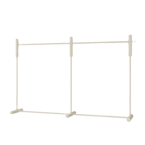 Étagères de présentation pour magasins de vêtements : rails à vêtements en acier inoxydable noir, étagères d'îlot de présentation sur pied blanches - Product Image 6