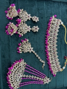 Conjunto de collar de Gargantilla con cuentas de moissanita de color rubí, joyería fina elegante chapada en oro para fiestas, regalos, compromisos, aniversarios - Product Image 4