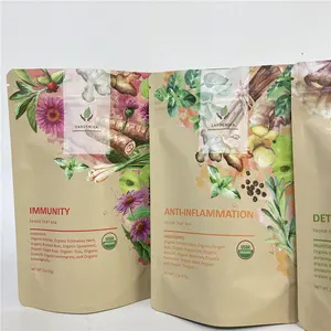 Customized Label Aluminium Foil Plastic Bag For Coffee and Tea Loose Tea Leaf Smell Proof Bags Lose Weight Tea Packaging