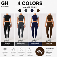 Ensemble de fitness GH Wholesale Naked Feel pour femmes, col rond, manches courtes, leggings taille haute, ensemble de yoga léger pour l'entraînement