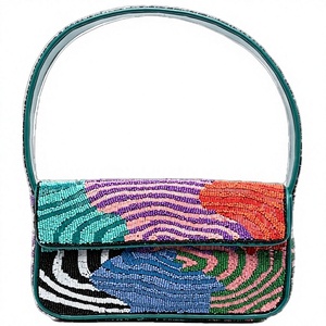 Sac à main brodé de haute qualité, en tissu de coton, motif abstrait coloré, artisanat textile, design rectangulaire artistique - Product Image 5