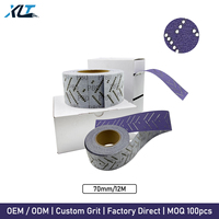 Rouleau abrasif 70mm*12M à chevron multi-trous violet en céramique, auto-agrippant, anti-colmatage, feuille de ponçage moyenne avec support film, pour métal automobile