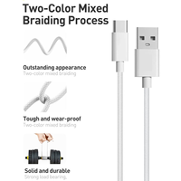 Câble de données USB-C tressé blanc 3FT 1M 66W 3A à charge rapide pour iPhone 15 16 17 Pro Max