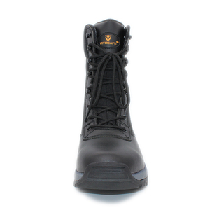 Botas de combate táctico Botas de trabajo con cremallera de trabajo de cuero negro con puntera de acero 200j Zapatos de seguridad para hombres - Product Image 2
