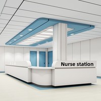 Comptoir de réception d'hôpital, poste de travail infirmier avec plaque électrolytique, armoire de traitement, table de procédure, en acier, usage commercial