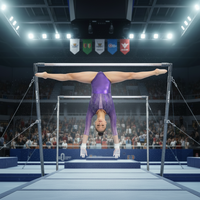 Justaucorps de gymnastique pour enfants Purple Mystique, brillant, pour compétition, manches 3/4, performance, spandex/nylon, logo personnalisé pour filles