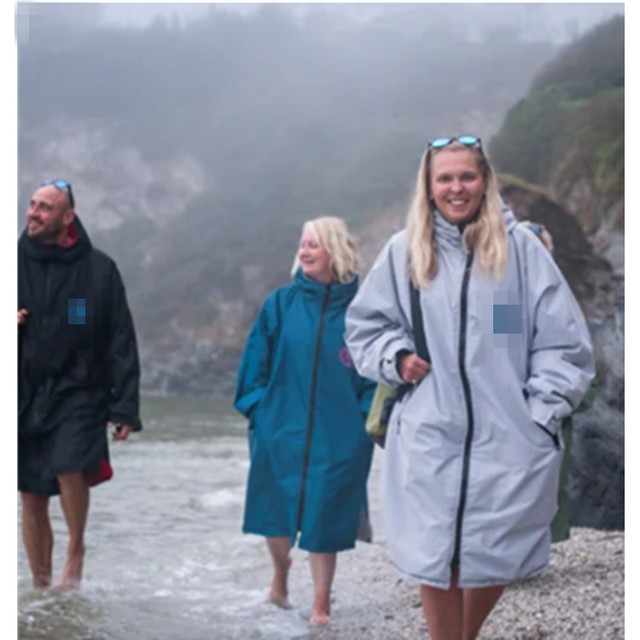 Outdoor Soft Shell Fleece Waterproof Swim Parka Jacket Polyester Recycled Dry Changing Robe