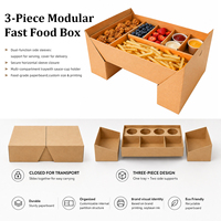 Kartonnen fastfooddoos op maat, bedrukt met kleuren, papieren bakje voor gefrituurde kip, friet, snacks, sausbakjes, afhaalrestaurant, catering