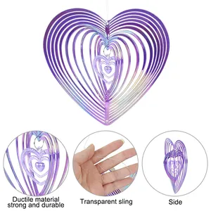Hình trái tim chim Repellent gió Spinners với nhấp nháy thanh phản chiếu Vườn Chim răn công cụ Gradient màu gió <span class=keywords><strong>twirlers</strong></span> - Product Image 4
