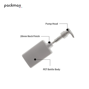 Bouteille pompe carrée blanche en PET de 300 ml pour lotion corporelle, shampoing, gel douche pour hommes - Contenant cosmétique rechargeable en gros - Product Image 4